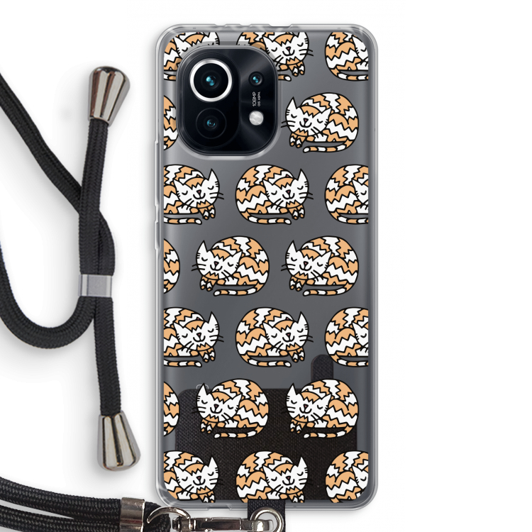 Slapende poes: Xiaomi Mi 11 Transparant Hoesje met koord