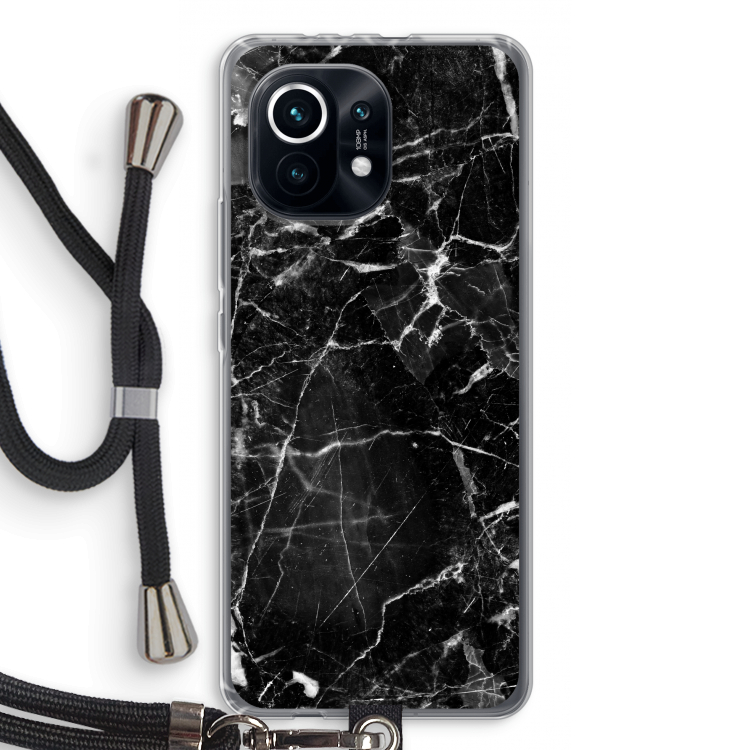 Zwart Marmer 2: Xiaomi Mi 11 Transparant Hoesje met koord