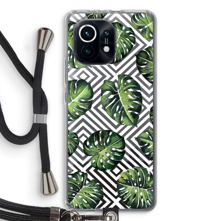 Geometrische jungle: Xiaomi Mi 11 Transparant Hoesje met koord