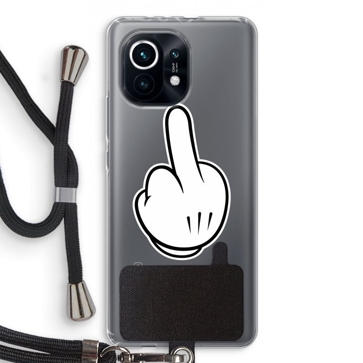 Middle finger black: Xiaomi Mi 11 Transparant Hoesje met koord