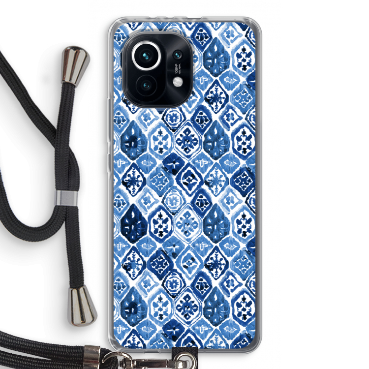 Blauw motief: Xiaomi Mi 11 Transparant Hoesje met koord