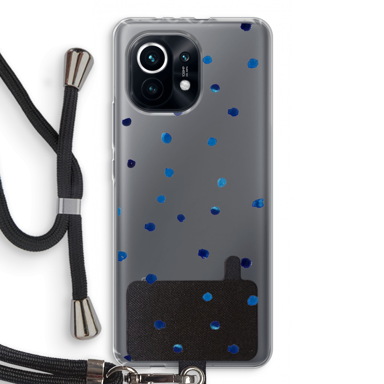 Blauwe stippen: Xiaomi Mi 11 Transparant Hoesje met koord