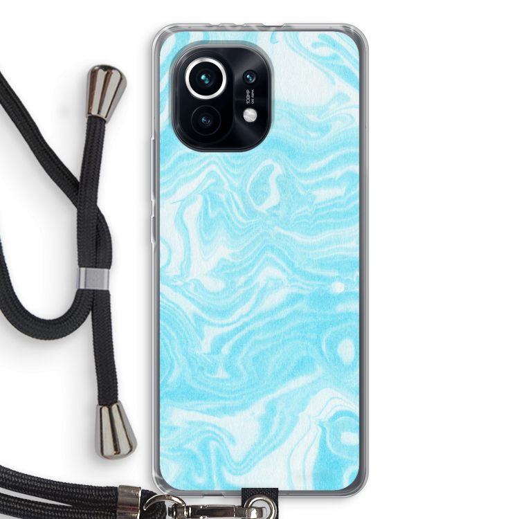 Waterverf blauw: Xiaomi Mi 11 Transparant Hoesje met koord