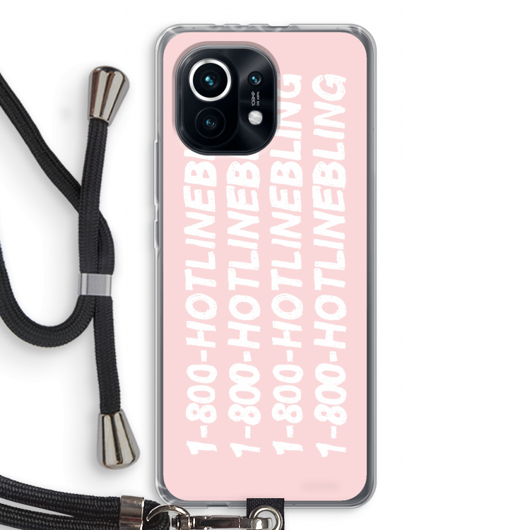 Hotline bling pink: Xiaomi Mi 11 Transparant Hoesje met koord