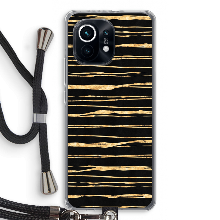 Gouden strepen: Xiaomi Mi 11 Transparant Hoesje met koord
