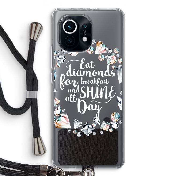 Diamonds: Xiaomi Mi 11 Transparant Hoesje met koord