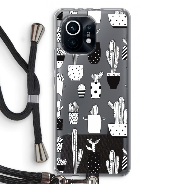 Cactusmotief: Xiaomi Mi 11 Transparant Hoesje met koord