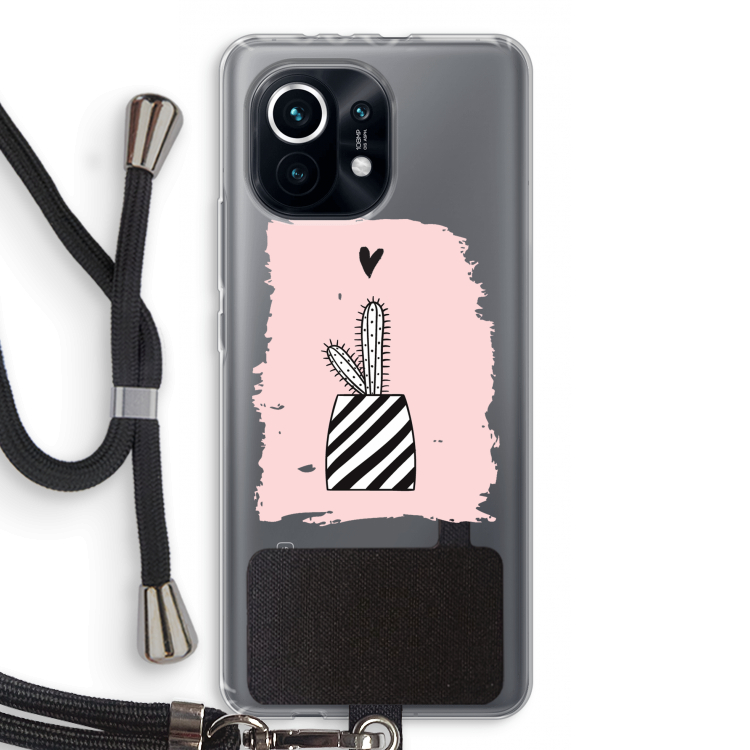 Zwart-wit cactus: Xiaomi Mi 11 Transparant Hoesje met koord