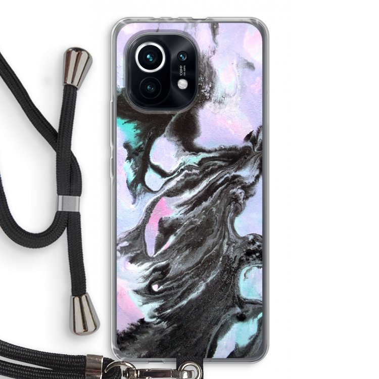 Pastel zwart: Xiaomi Mi 11 Transparant Hoesje met koord