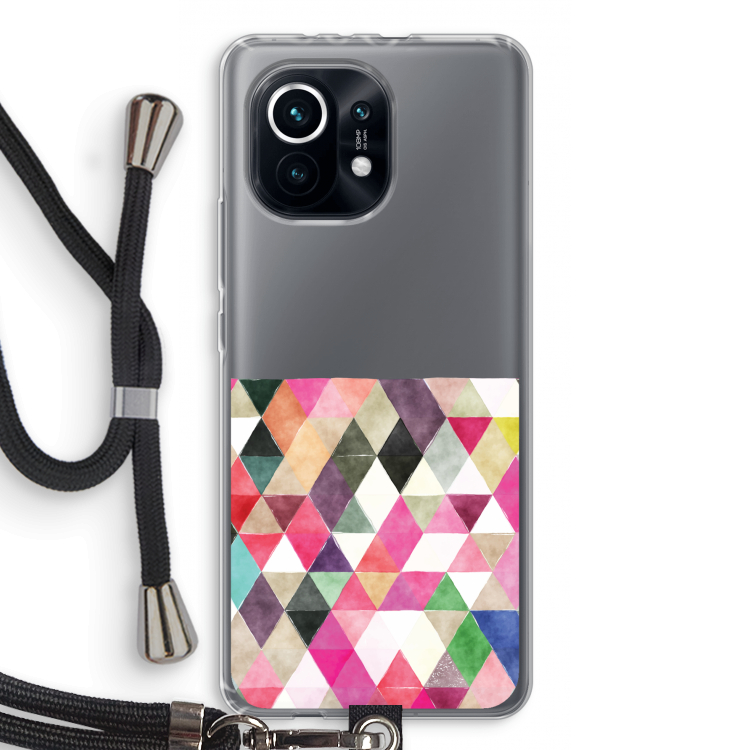Gekleurde driehoekjes: Xiaomi Mi 11 Transparant Hoesje met koord