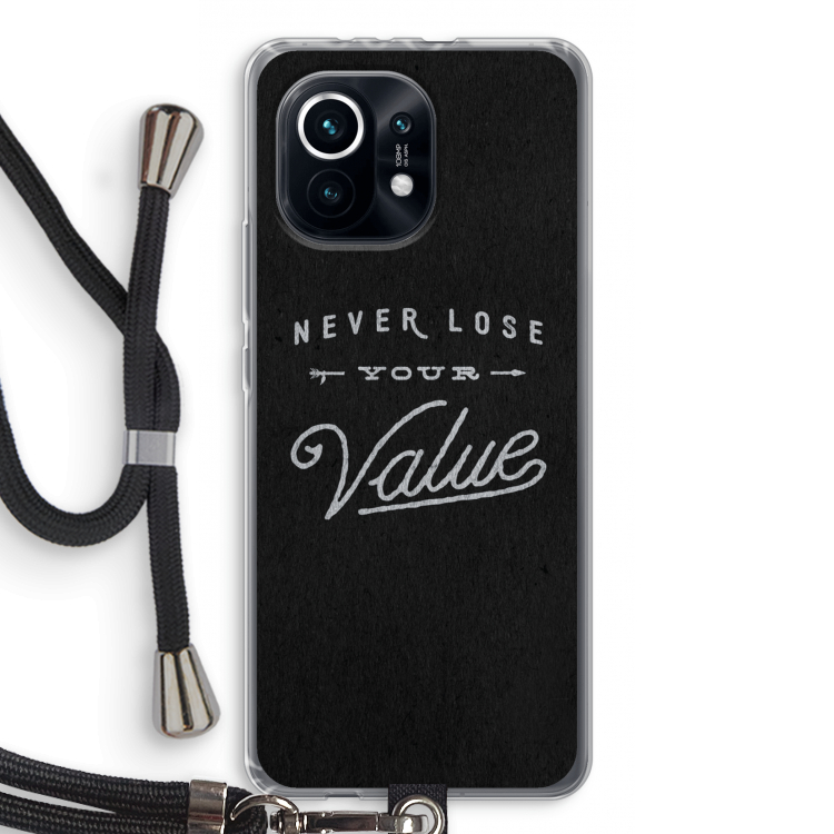 Never lose your value: Xiaomi Mi 11 Transparant Hoesje met koord