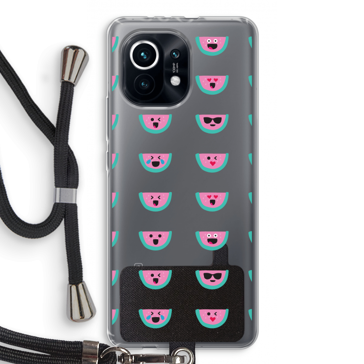 Smiley watermeloenprint: Xiaomi Mi 11 Transparant Hoesje met koord