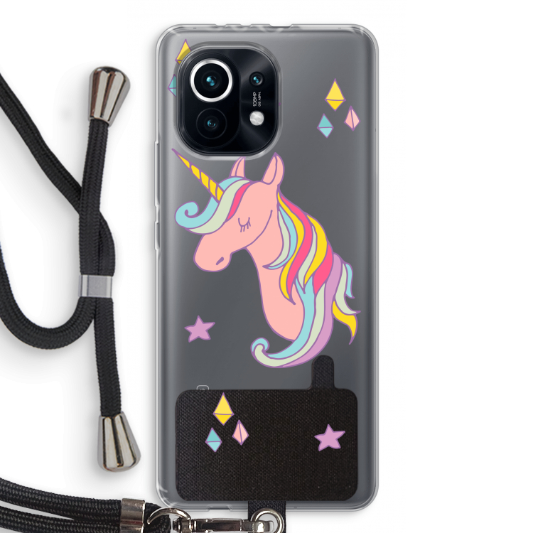 Roze eenhoorn: Xiaomi Mi 11 Transparant Hoesje met koord