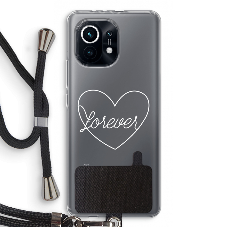Forever heart pastel: Xiaomi Mi 11 Transparant Hoesje met koord