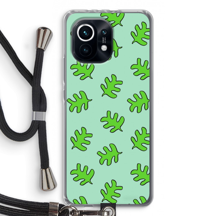 Groene blaadjes: Xiaomi Mi 11 Transparant Hoesje met koord