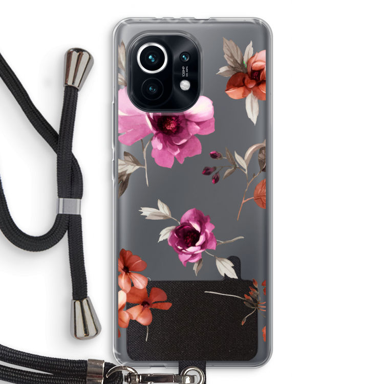 Geschilderde bloemen: Xiaomi Mi 11 Transparant Hoesje met koord