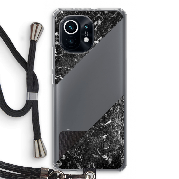 Zwart marmer: Xiaomi Mi 11 Transparant Hoesje met koord
