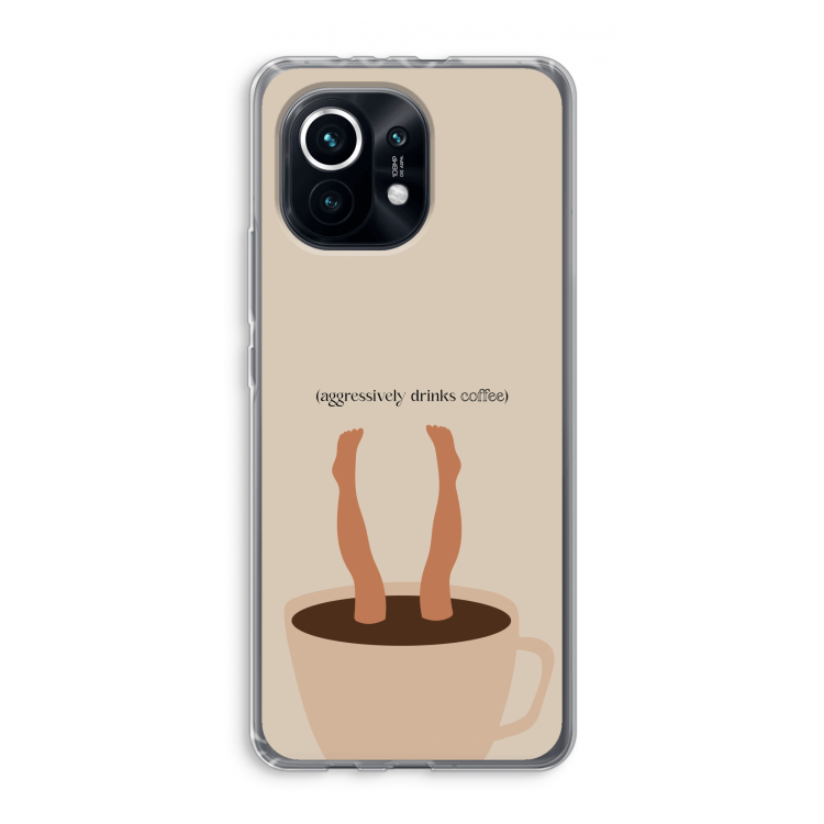 Aggressively drinks coffee: Xiaomi Mi 11 Transparant Hoesje