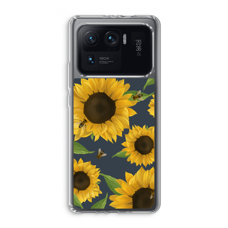 Sunflower and bees: Xiaomi Mi 11 Ultra Transparant Hoesje