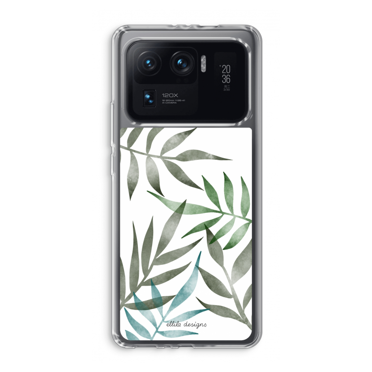 Tropical watercolor leaves: Xiaomi Mi 11 Ultra Transparant Hoesje