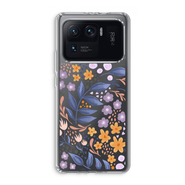 Flowers with blue leaves: Xiaomi Mi 11 Ultra Transparant Hoesje