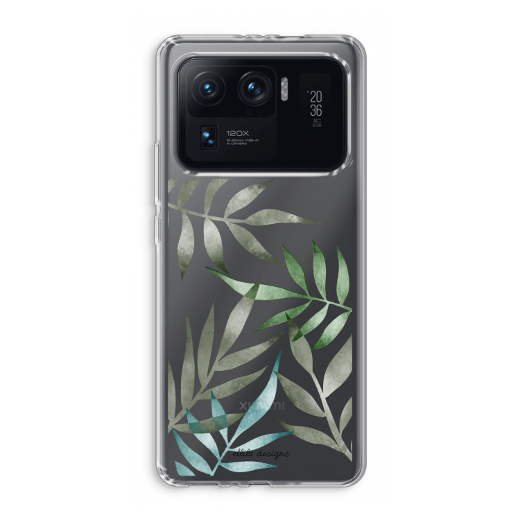 Tropical watercolor leaves: Xiaomi Mi 11 Ultra Transparant Hoesje