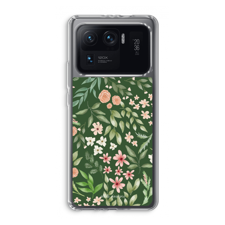 Botanical green sweet flower heaven: Xiaomi Mi 11 Ultra Transparant Hoesje