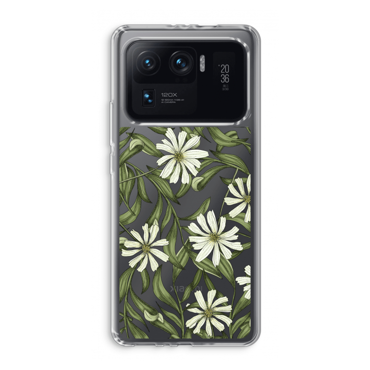 Wit bloemenpatroon: Xiaomi Mi 11 Ultra Transparant Hoesje