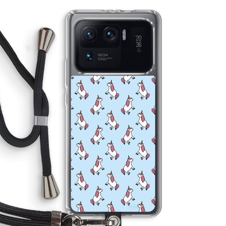 Eenhoorns overal: Xiaomi Mi 11 Ultra Transparant Hoesje met koord