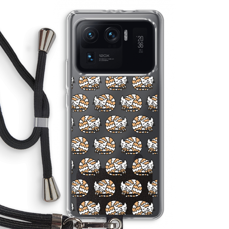 Slapende poes: Xiaomi Mi 11 Ultra Transparant Hoesje met koord