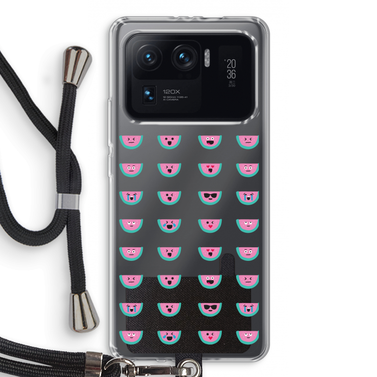 Smiley watermeloenprint: Xiaomi Mi 11 Ultra Transparant Hoesje met koord