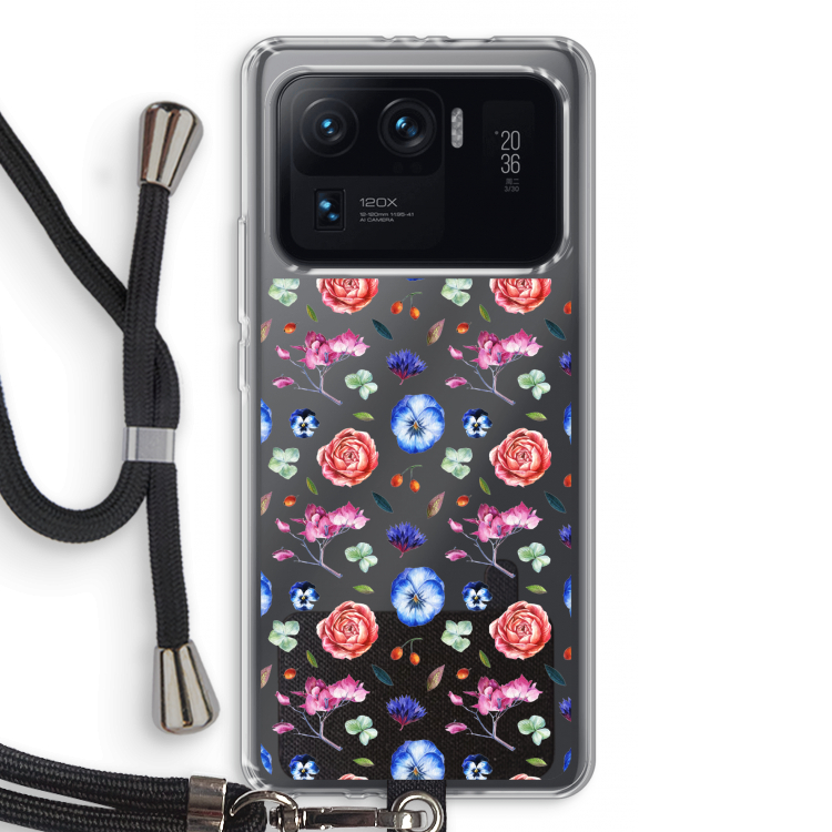 Bloemetjes: Xiaomi Mi 11 Ultra Transparant Hoesje met koord