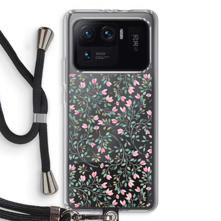 Sierlijke bloemen: Xiaomi Mi 11 Ultra Transparant Hoesje met koord