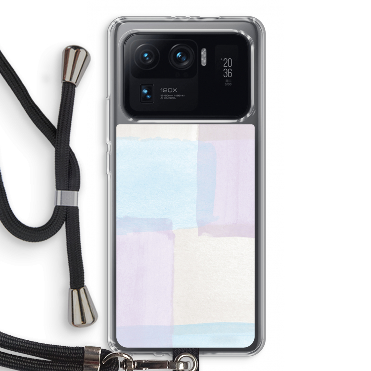 Square pastel: Xiaomi Mi 11 Ultra Transparant Hoesje met koord