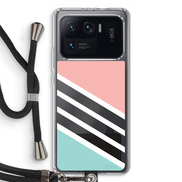 Strepen pastel: Xiaomi Mi 11 Ultra Transparant Hoesje met koord