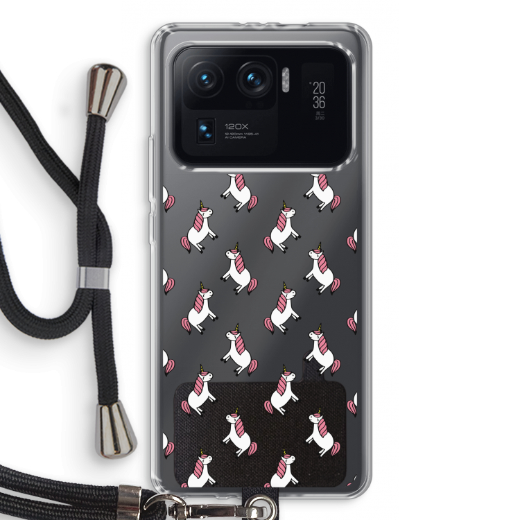 Eenhoorns overal: Xiaomi Mi 11 Ultra Transparant Hoesje met koord