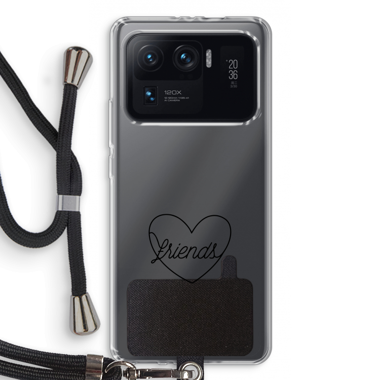 Friends heart black: Xiaomi Mi 11 Ultra Transparant Hoesje met koord