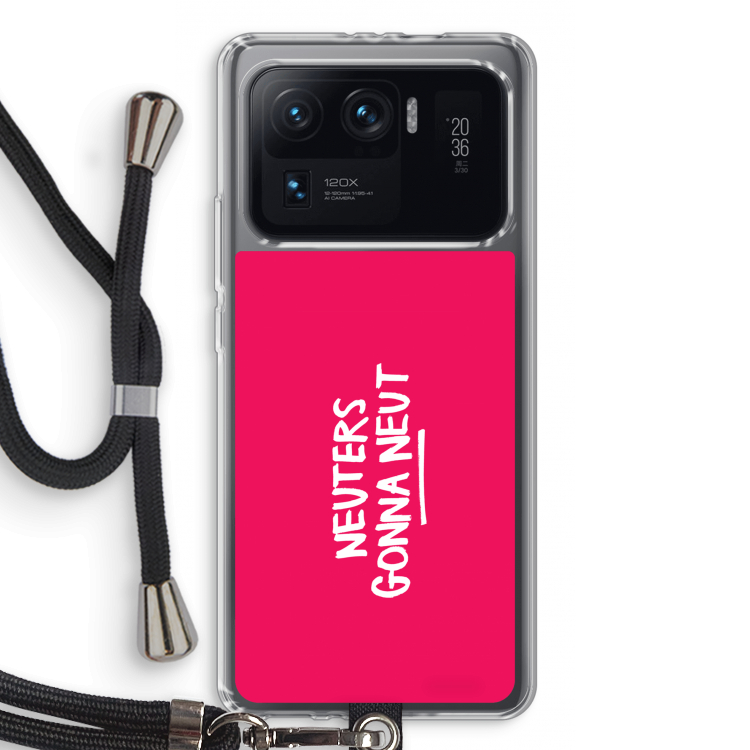 Neuters (roze): Xiaomi Mi 11 Ultra Transparant Hoesje met koord