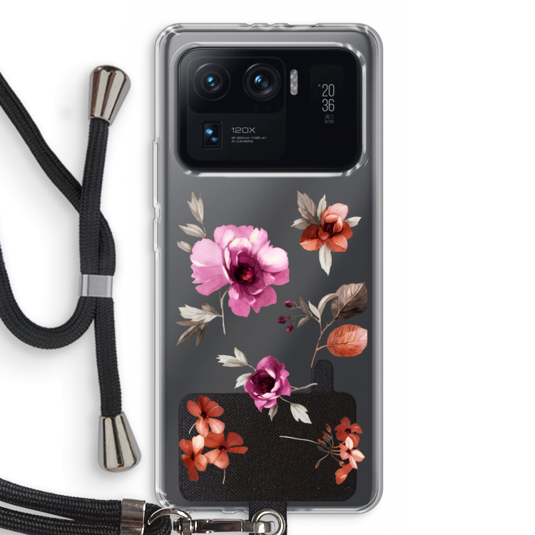Geschilderde bloemen: Xiaomi Mi 11 Ultra Transparant Hoesje met koord