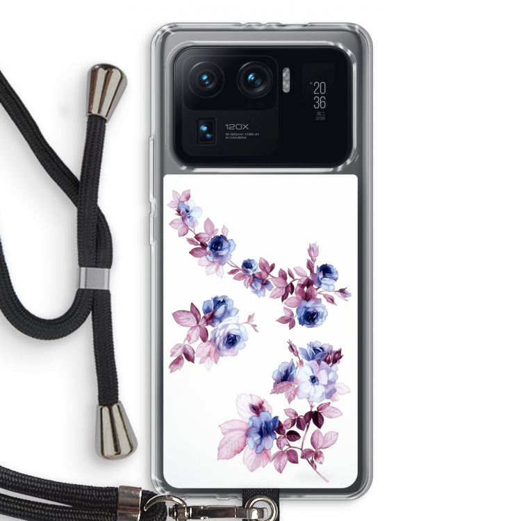 Waterverf bloemen: Xiaomi Mi 11 Ultra Transparant Hoesje met koord