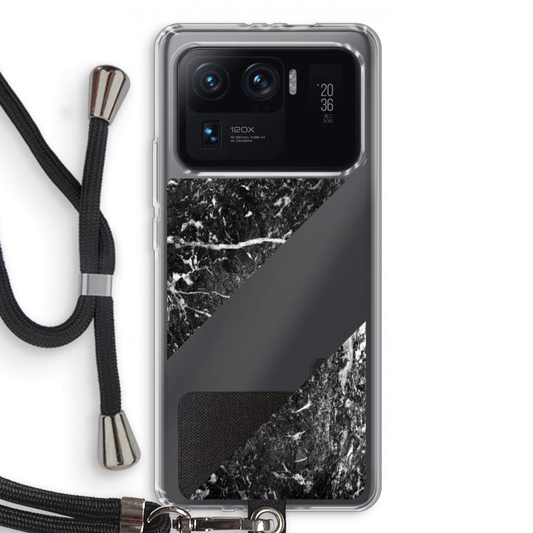 Zwart marmer: Xiaomi Mi 11 Ultra Transparant Hoesje met koord