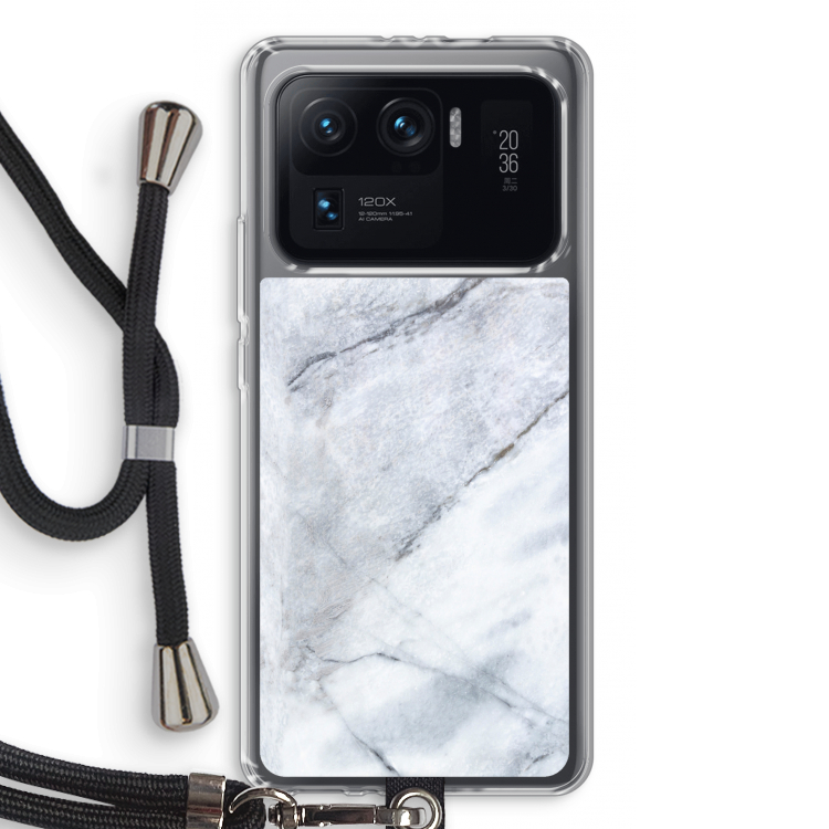 Witte marmer: Xiaomi Mi 11 Ultra Transparant Hoesje met koord