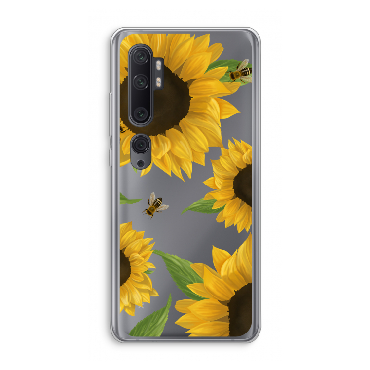 Sunflower and bees: Xiaomi Mi Note 10 Pro Transparant Hoesje