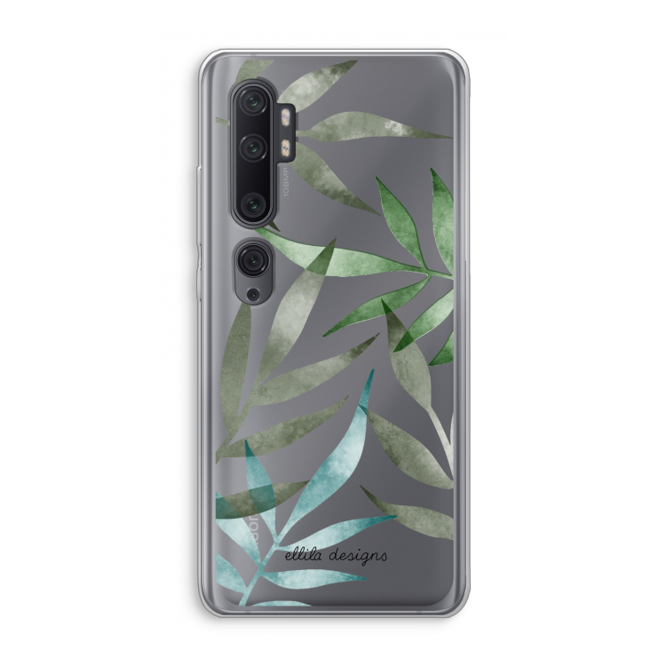 Tropical watercolor leaves: Xiaomi Mi Note 10 Pro Transparant Hoesje