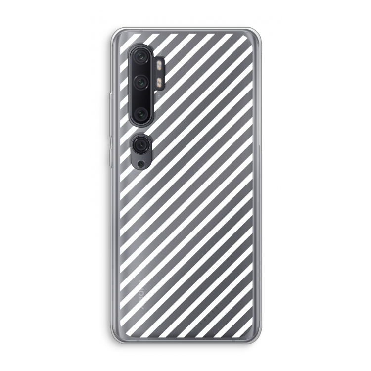 Strepen zwart-wit: Xiaomi Mi Note 10 Pro Transparant Hoesje