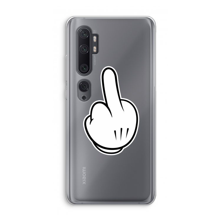 Middle finger black: Xiaomi Mi Note 10 Pro Transparant Hoesje