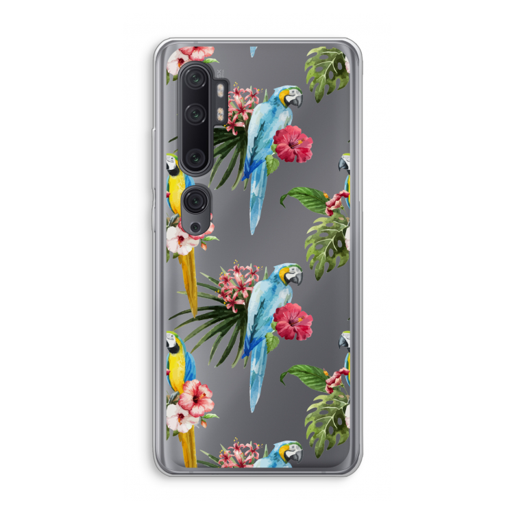 Kleurrijke papegaaien: Xiaomi Mi Note 10 Pro Transparant Hoesje