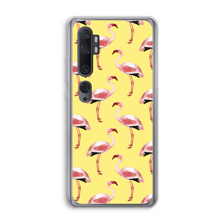 Flamingo's geel: Xiaomi Mi Note 10 Pro Transparant Hoesje