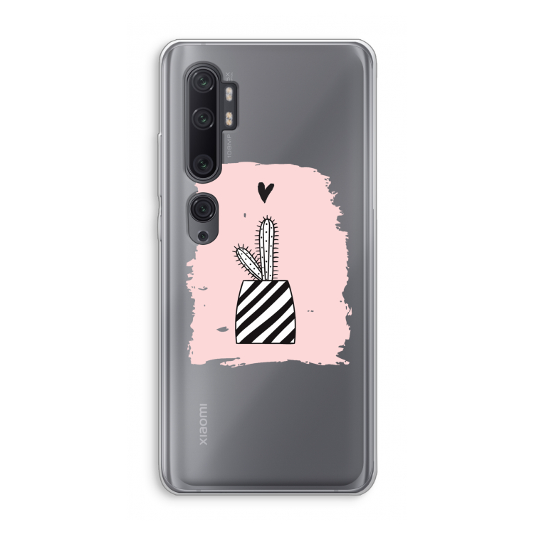 Zwart-wit cactus: Xiaomi Mi Note 10 Pro Transparant Hoesje
