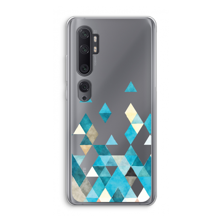 Gekleurde driehoekjes blauw: Xiaomi Mi Note 10 Pro Transparant Hoesje